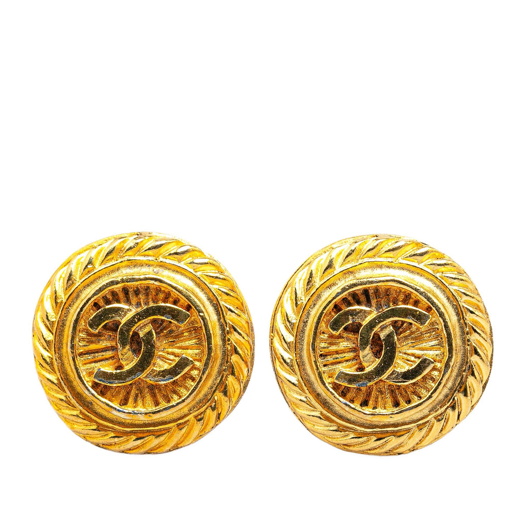 Chanel Gold Plated CC Clip On Earrings