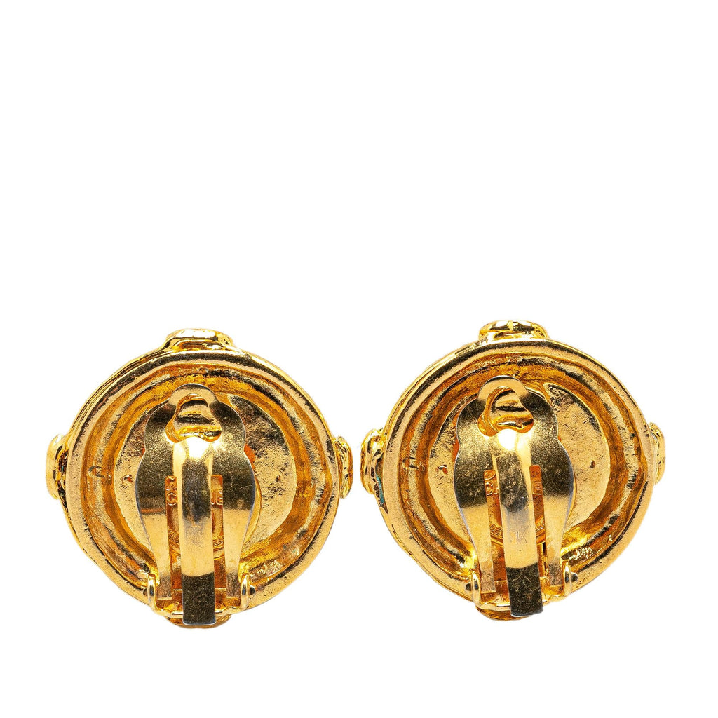 Chanel Gold Plated CC Clip On Earrings