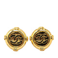 Chanel Gold Plated CC Clip On Earrings