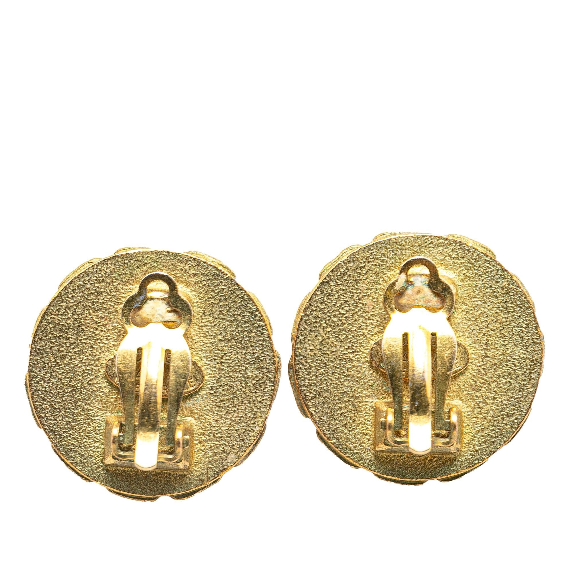 Chanel Gold Plated CC Clip On Earrings