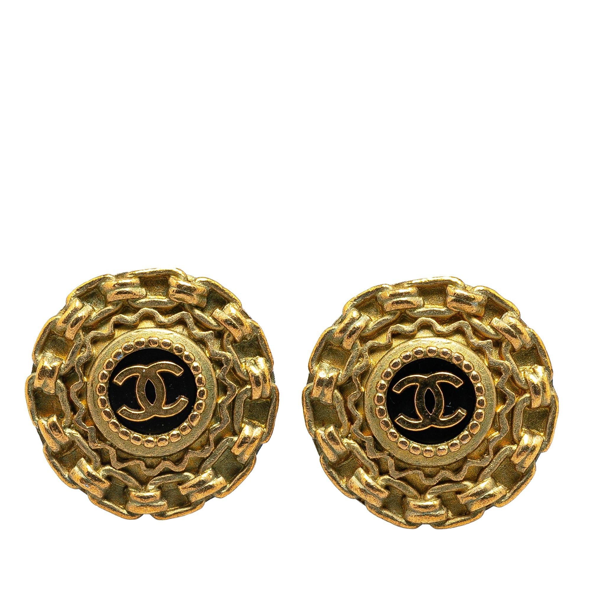 Chanel Gold Plated CC Clip On Earrings