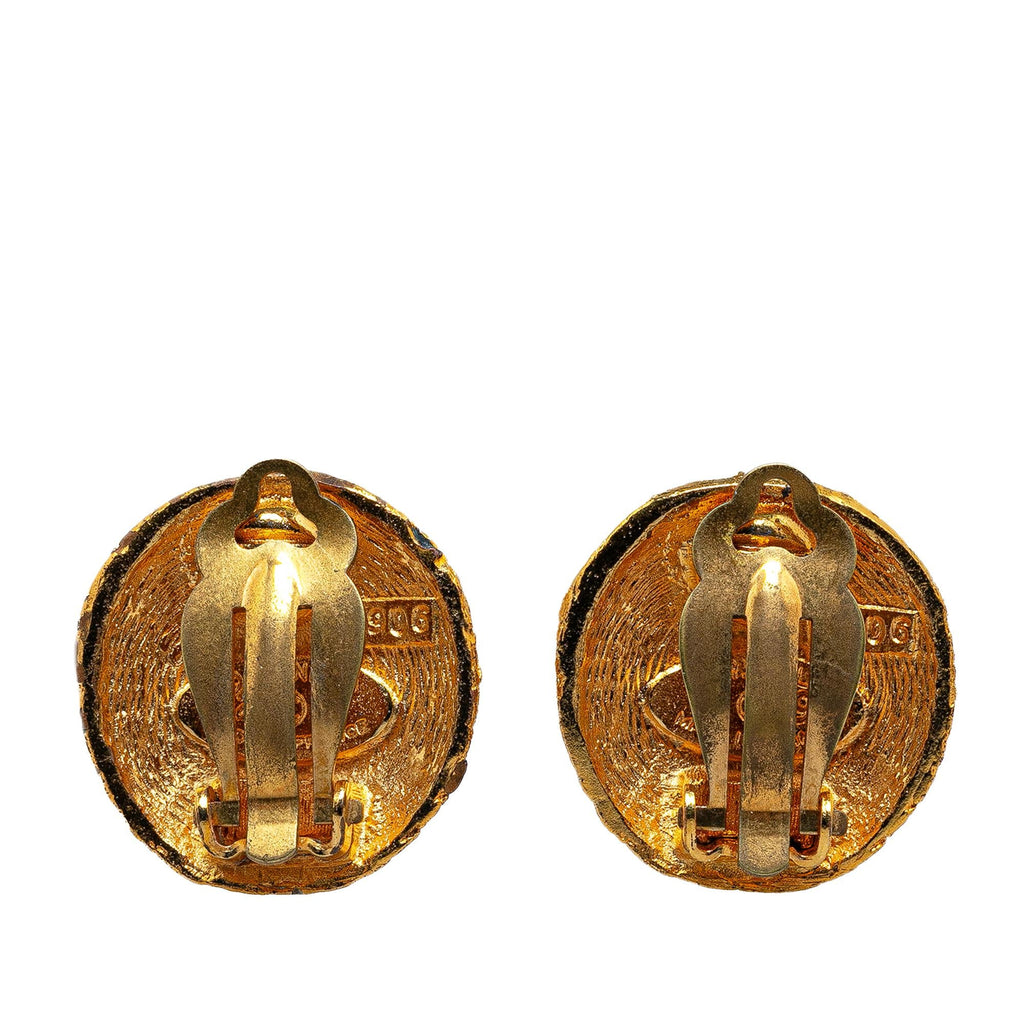 Chanel Gold Plated CC Clip-On Earrings