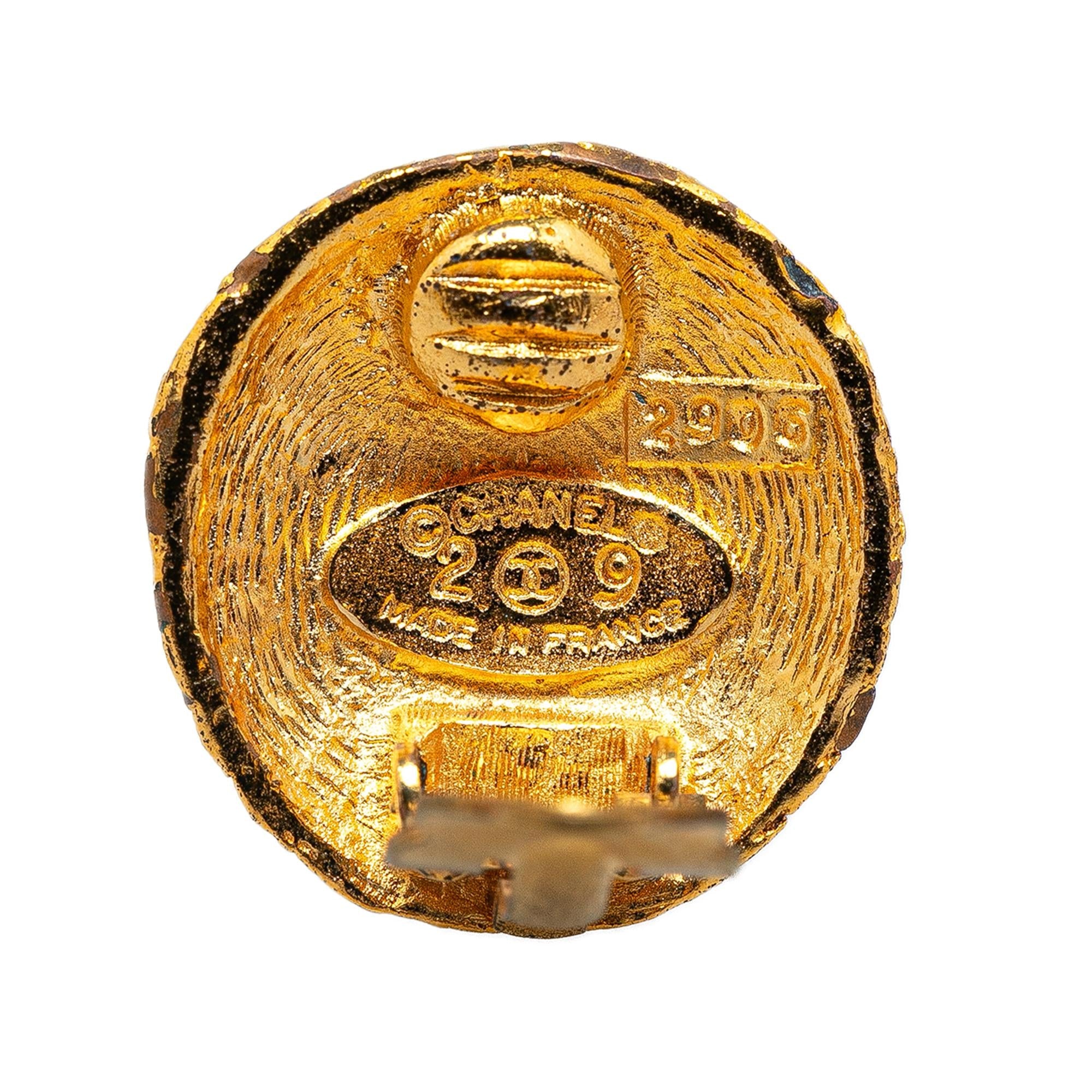 Chanel Gold Plated CC Clip-On Earrings