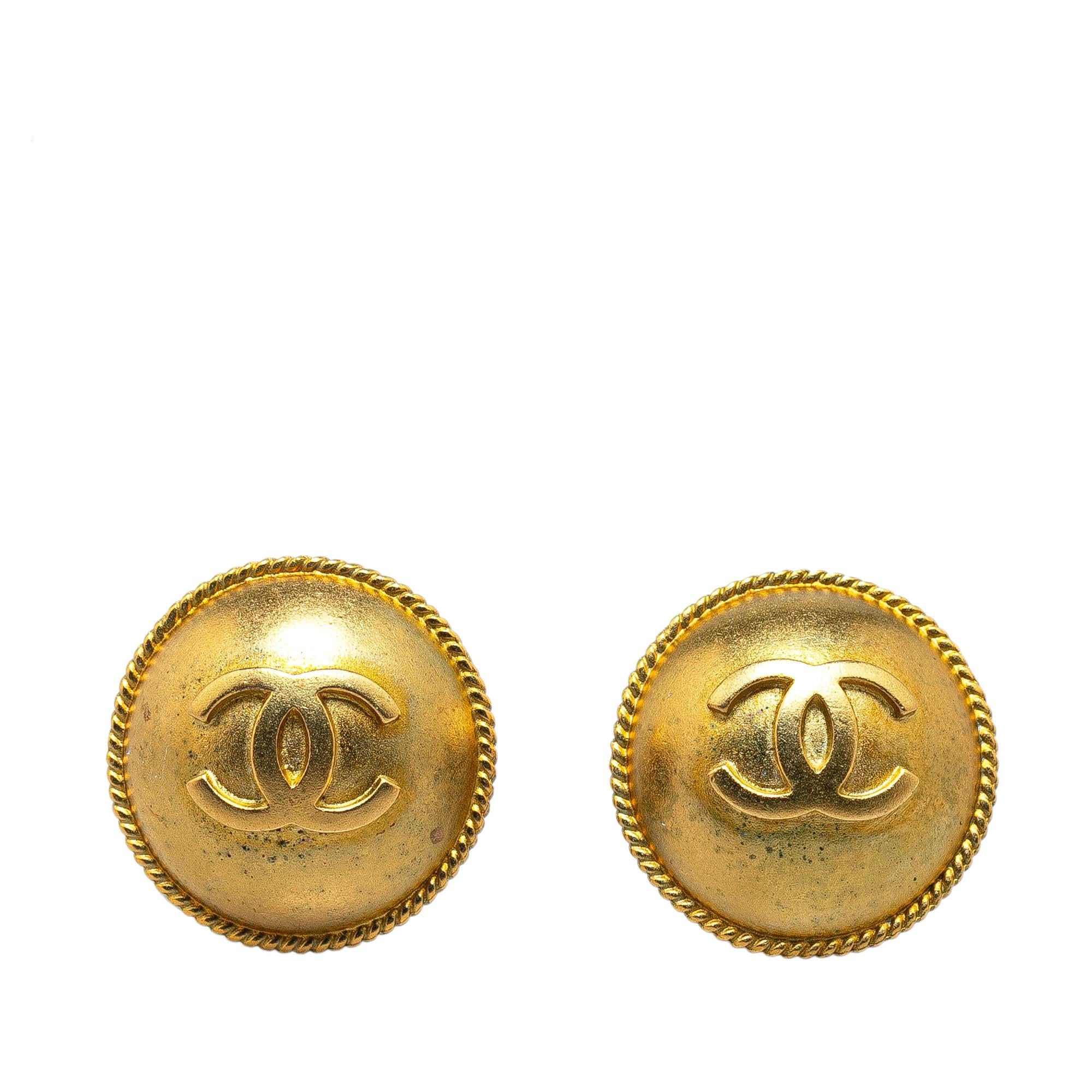 Chanel Gold Plated CC Clip On Earrings