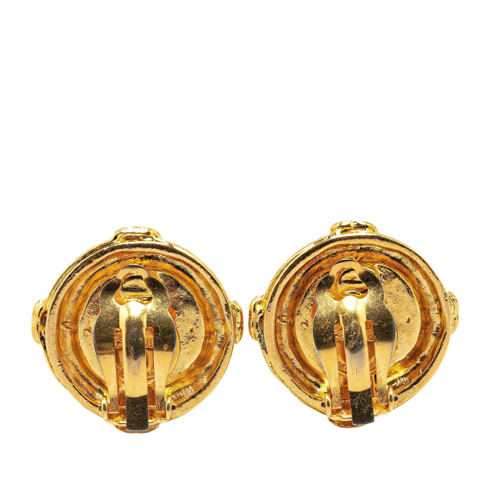 Chanel Gold Plated CC Clip On Earrings
