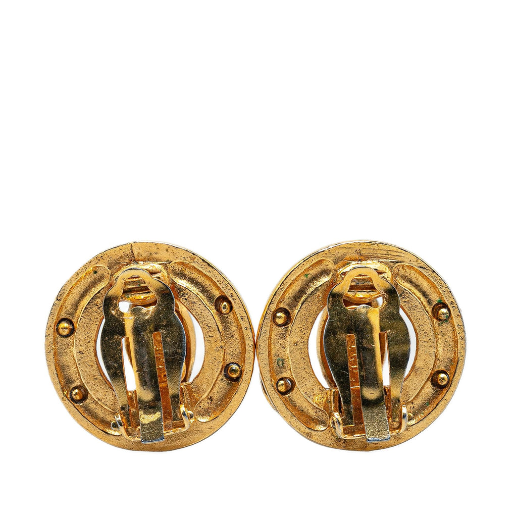 Chanel Gold Plated CC Clip On Earrings