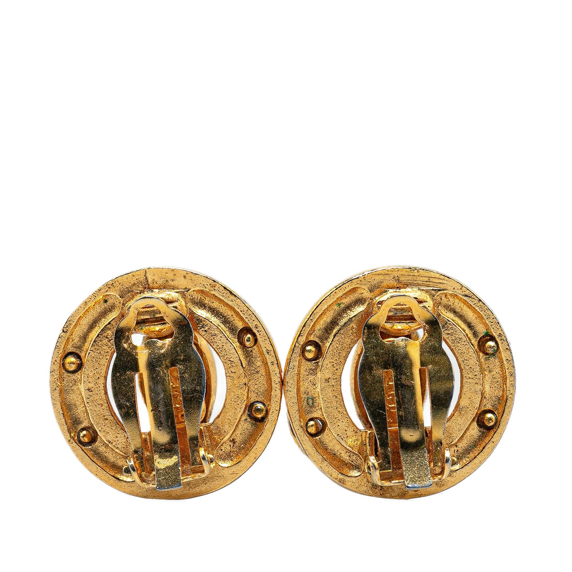 Chanel Gold Plated CC Clip On Earrings