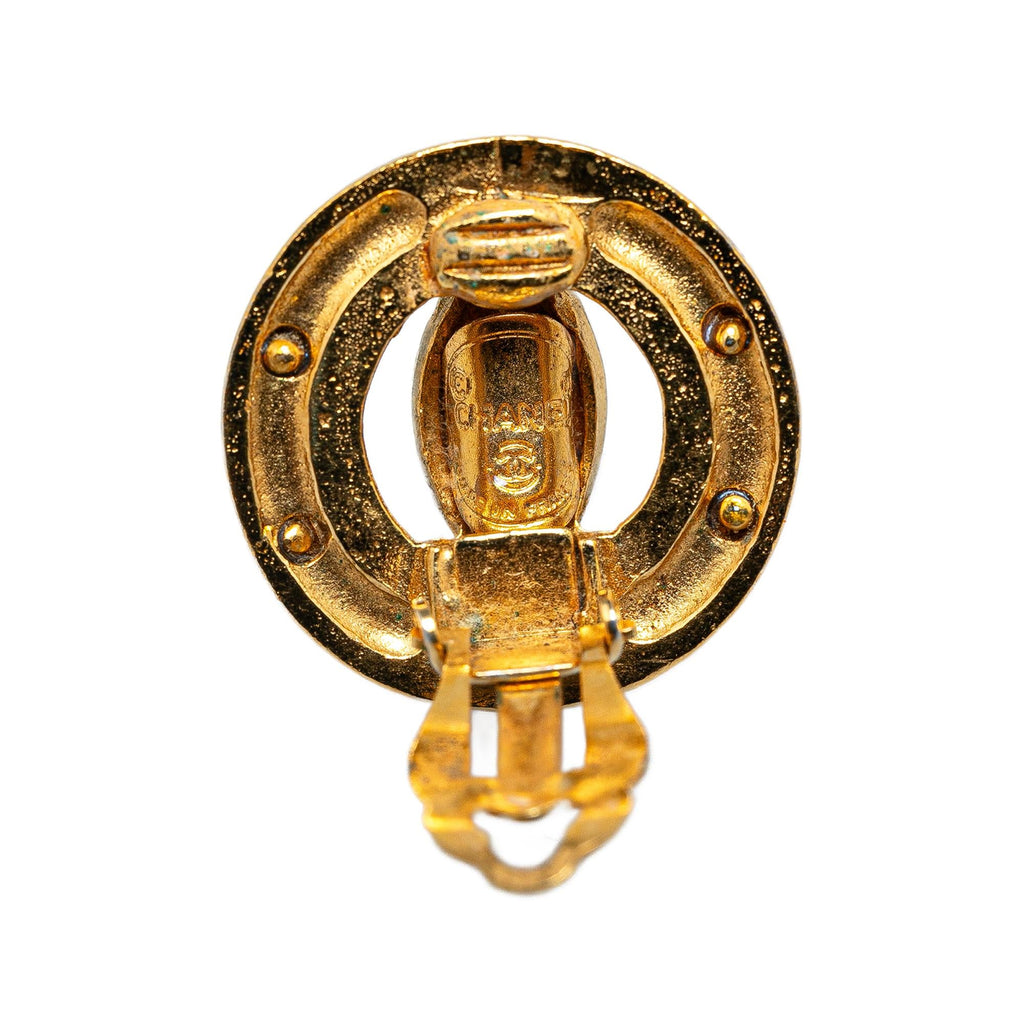 Chanel Gold Plated CC Clip On Earrings