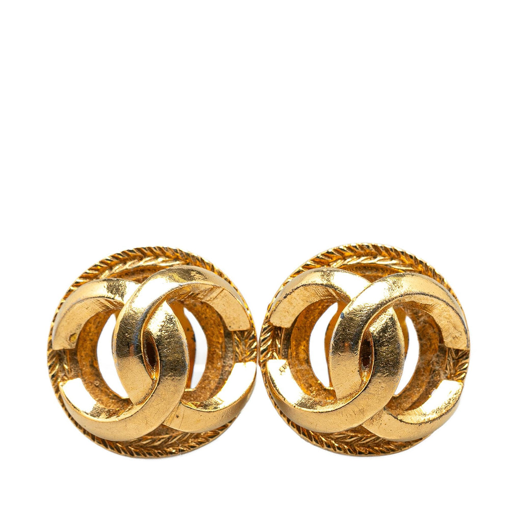 Chanel Gold Plated CC Clip On Earrings
