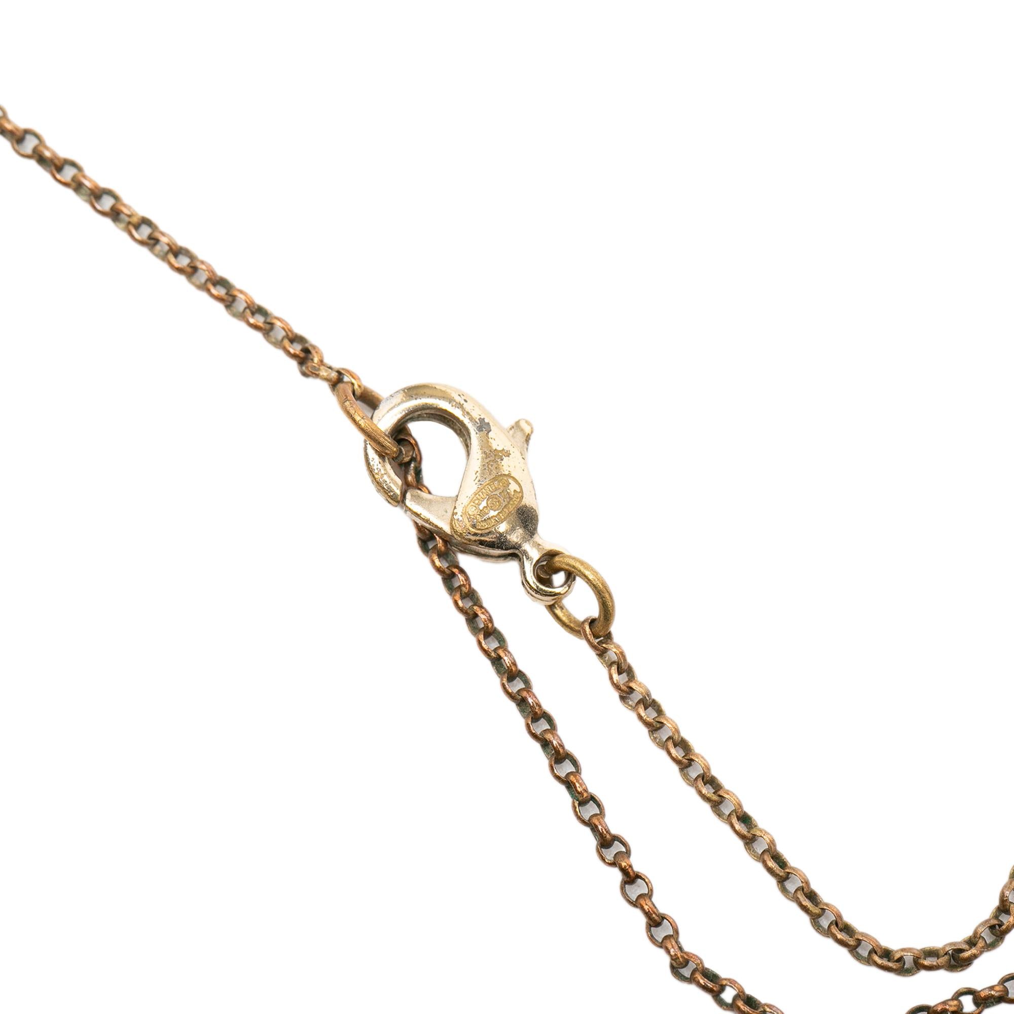 Chanel Gold Plated CC Crystal Pendant Necklace