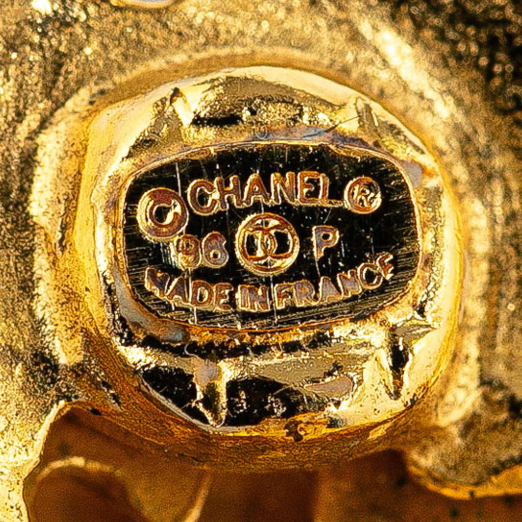 Chanel Gold Plated CC Flower Clip On Earrings