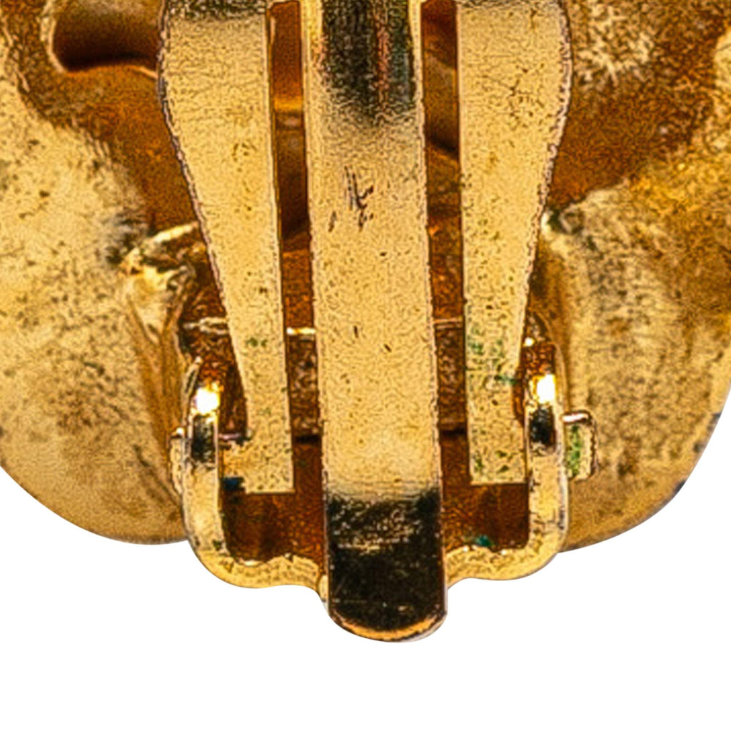 Chanel Gold Plated CC Flower Clip On Earrings