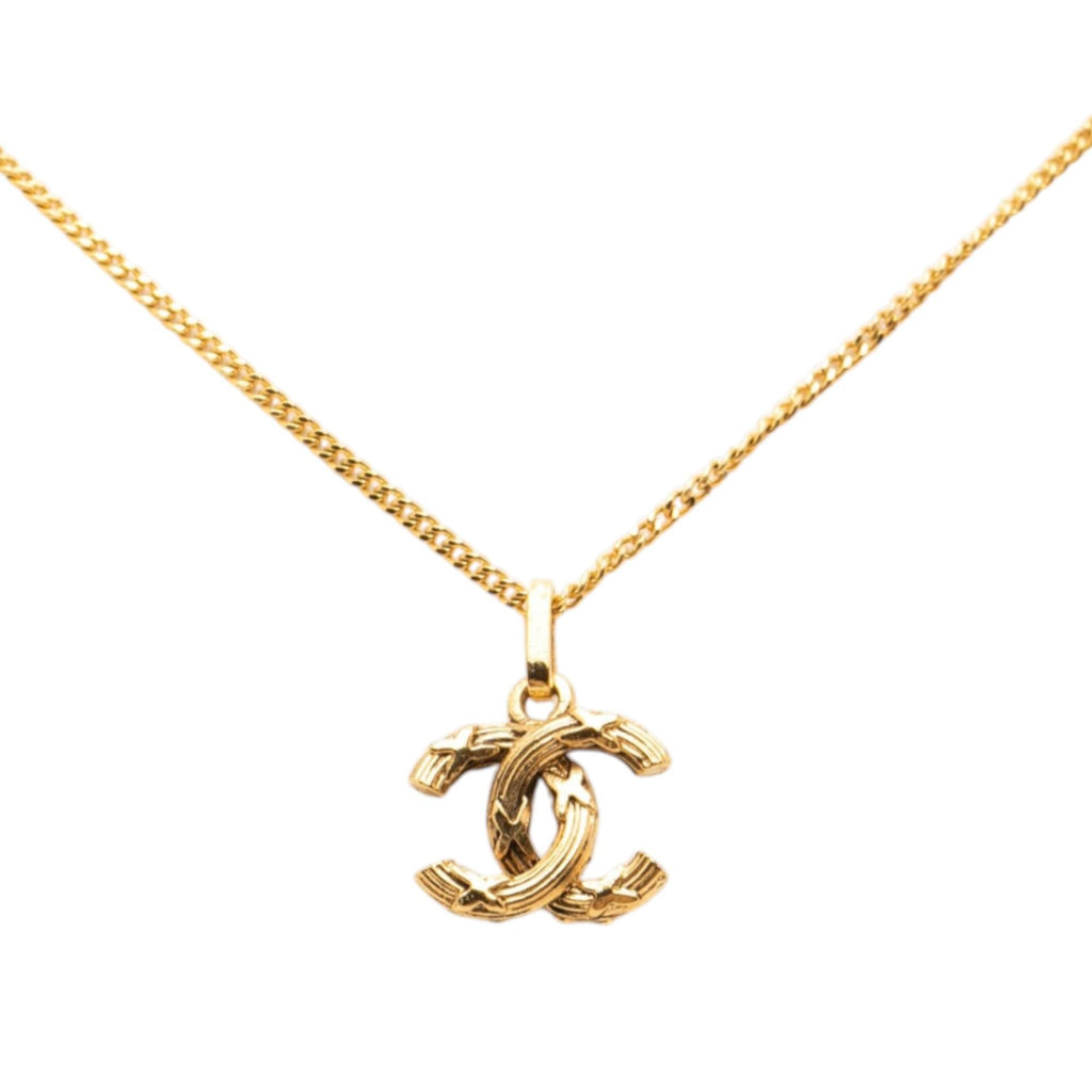 Chanel Gold Plated CC Pendant Necklace