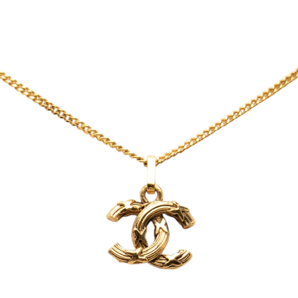 Chanel Gold Plated CC Pendant Necklace