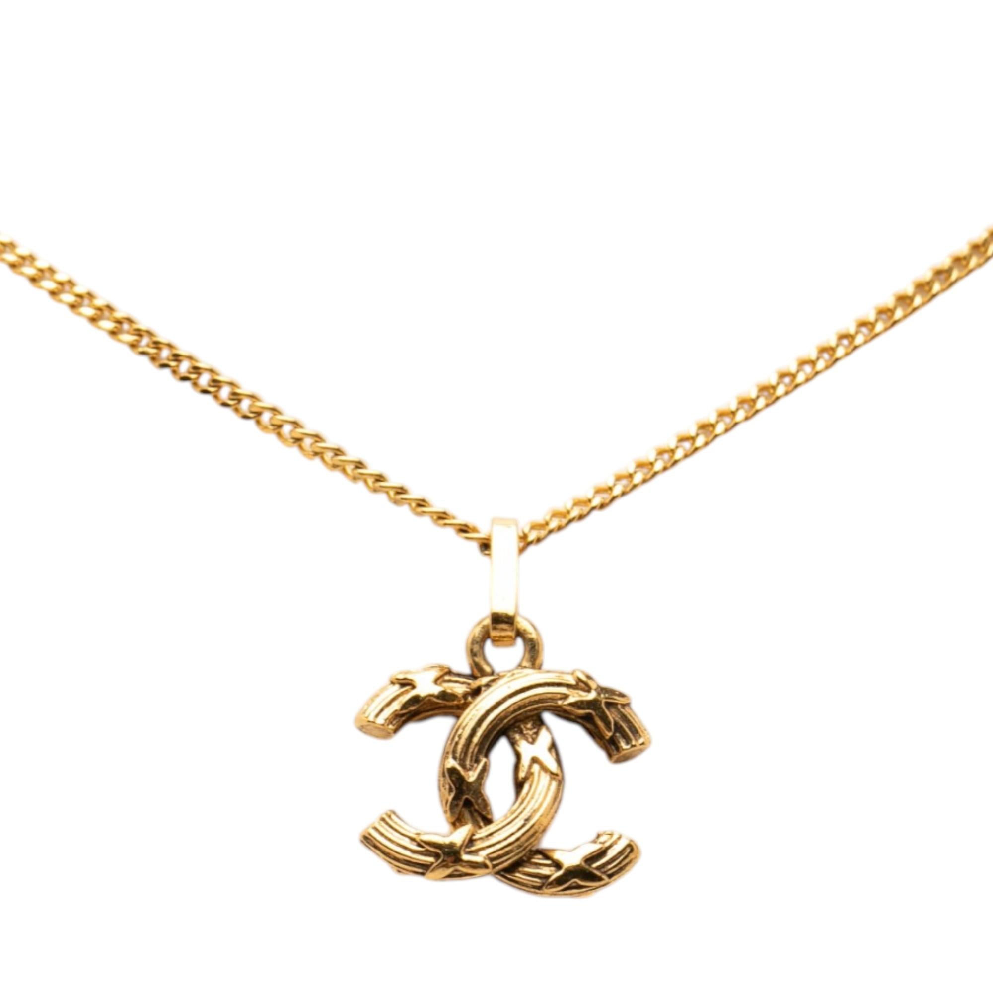 Chanel Gold Plated CC Pendant Necklace