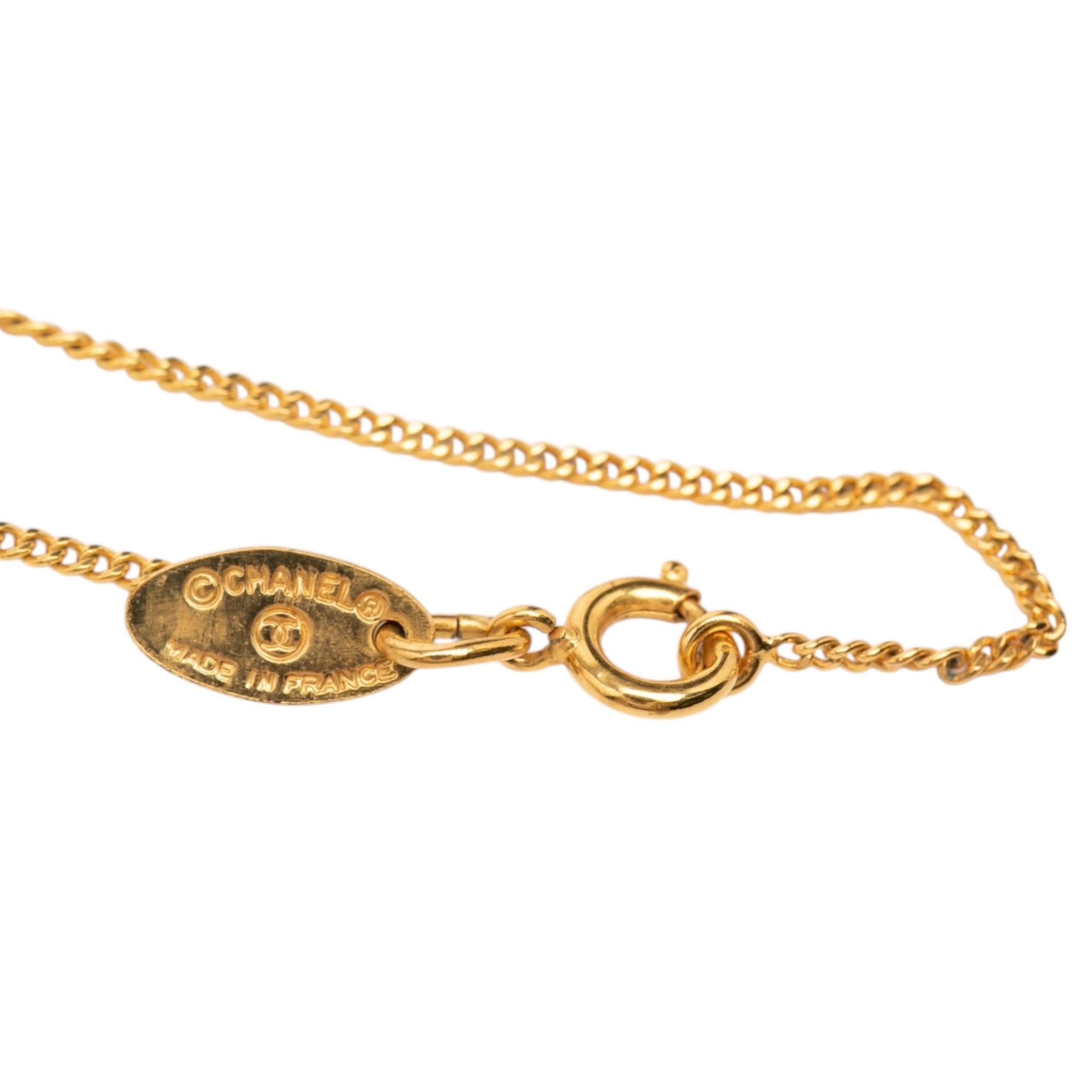 Chanel Gold Plated CC Pendant Necklace