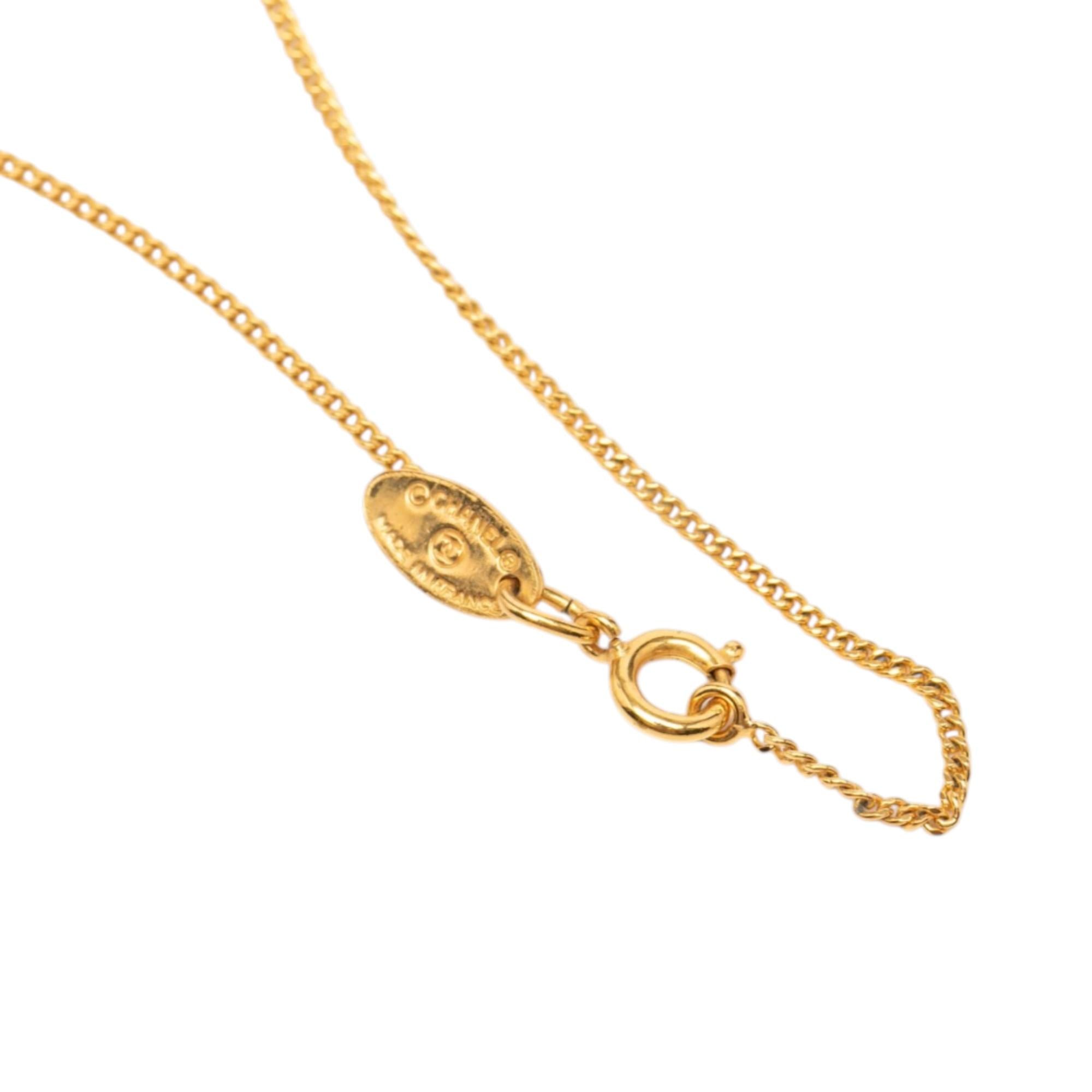 Chanel Gold Plated CC Pendant Necklace