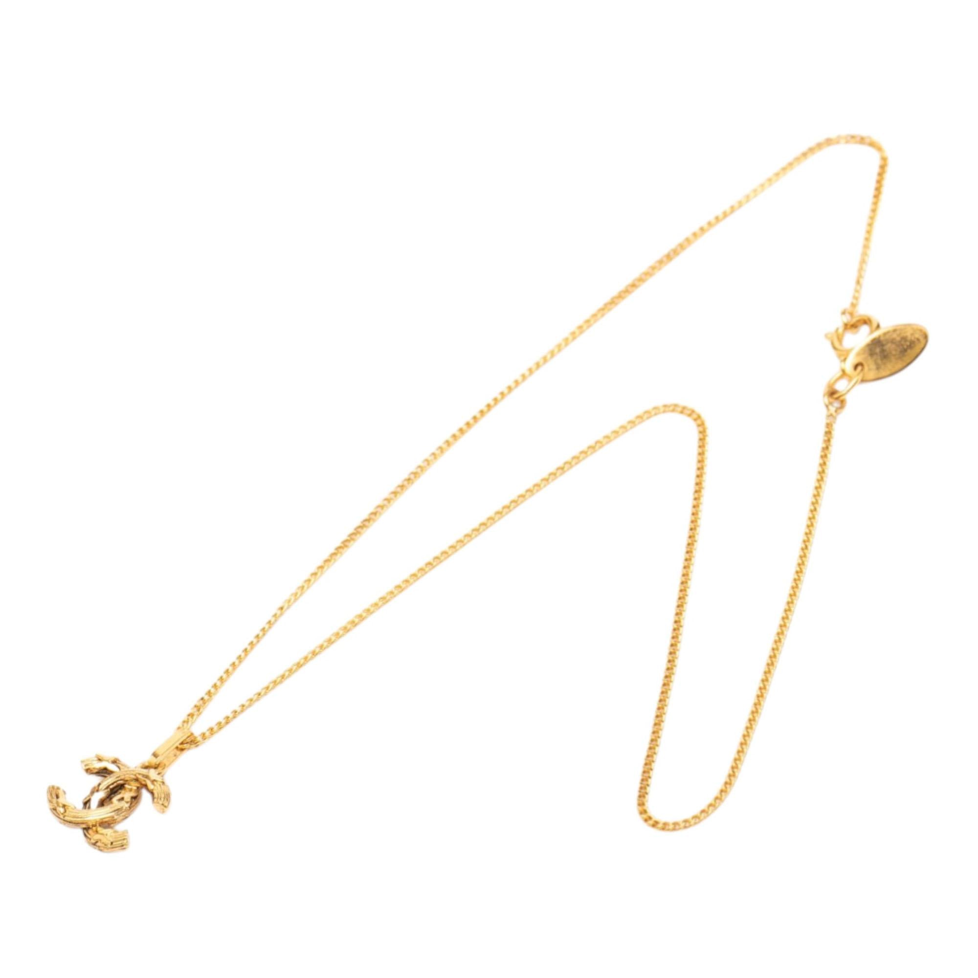 Chanel Gold Plated CC Pendant Necklace
