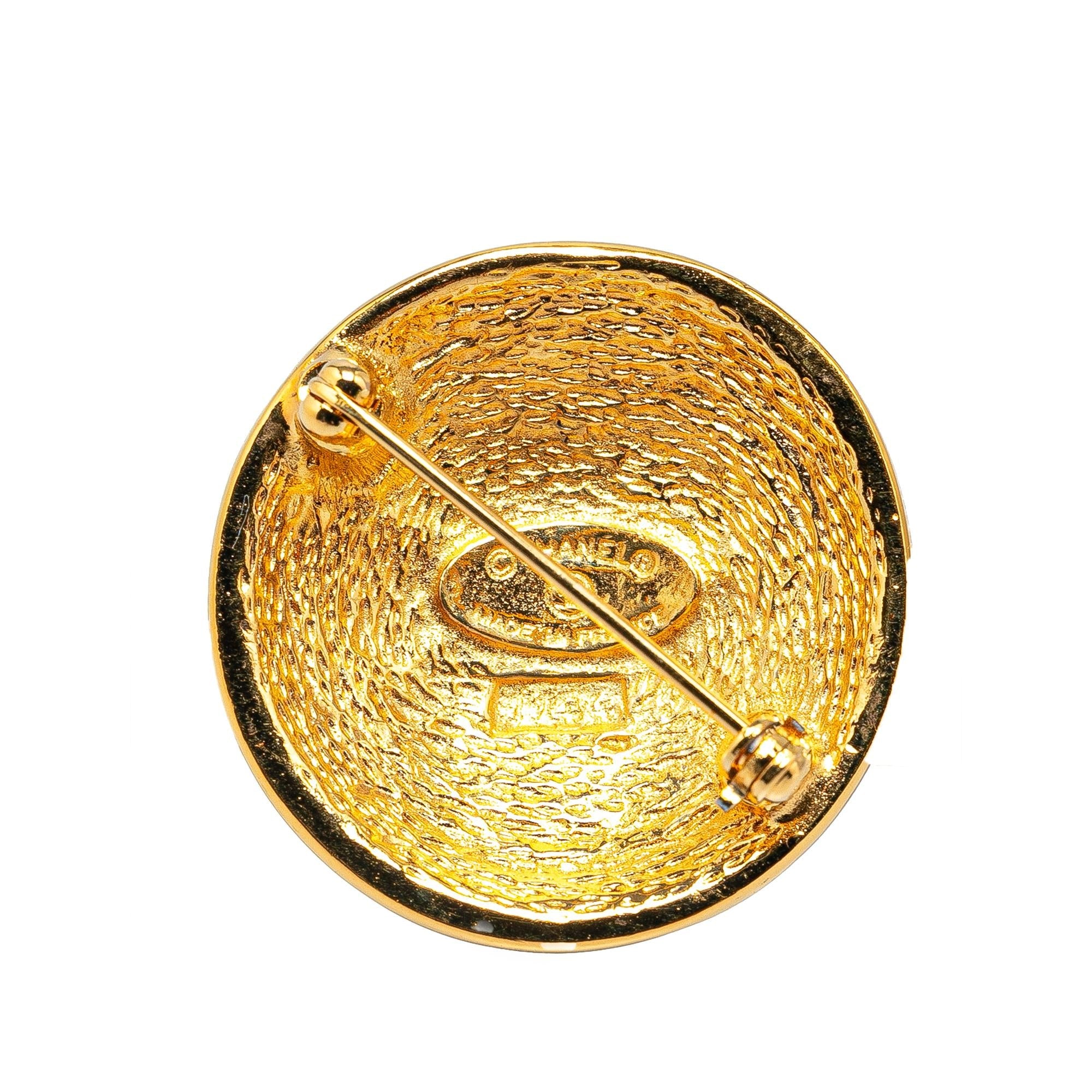 Chanel Gold Plated CC Quilted Brooch (SHG-raYlCt)