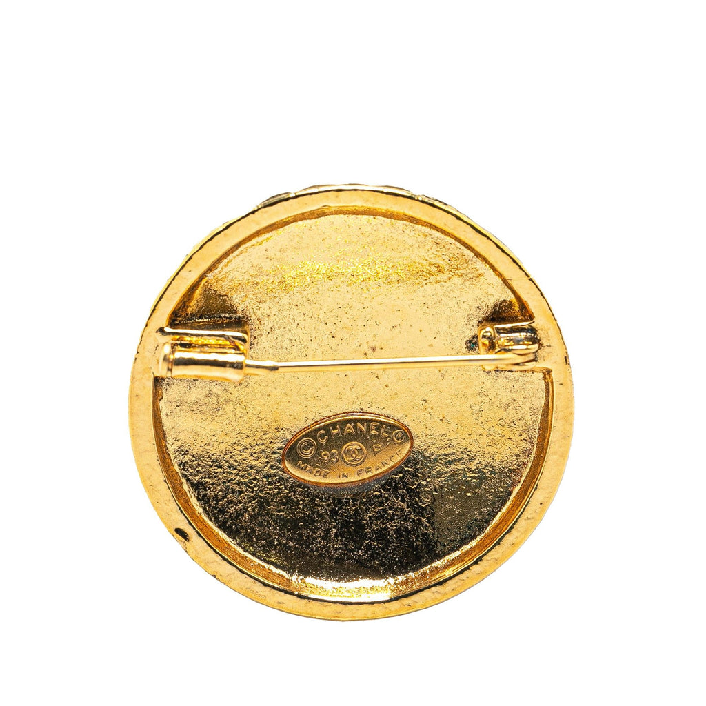 Chanel Gold Plated CC Quilted Brooch