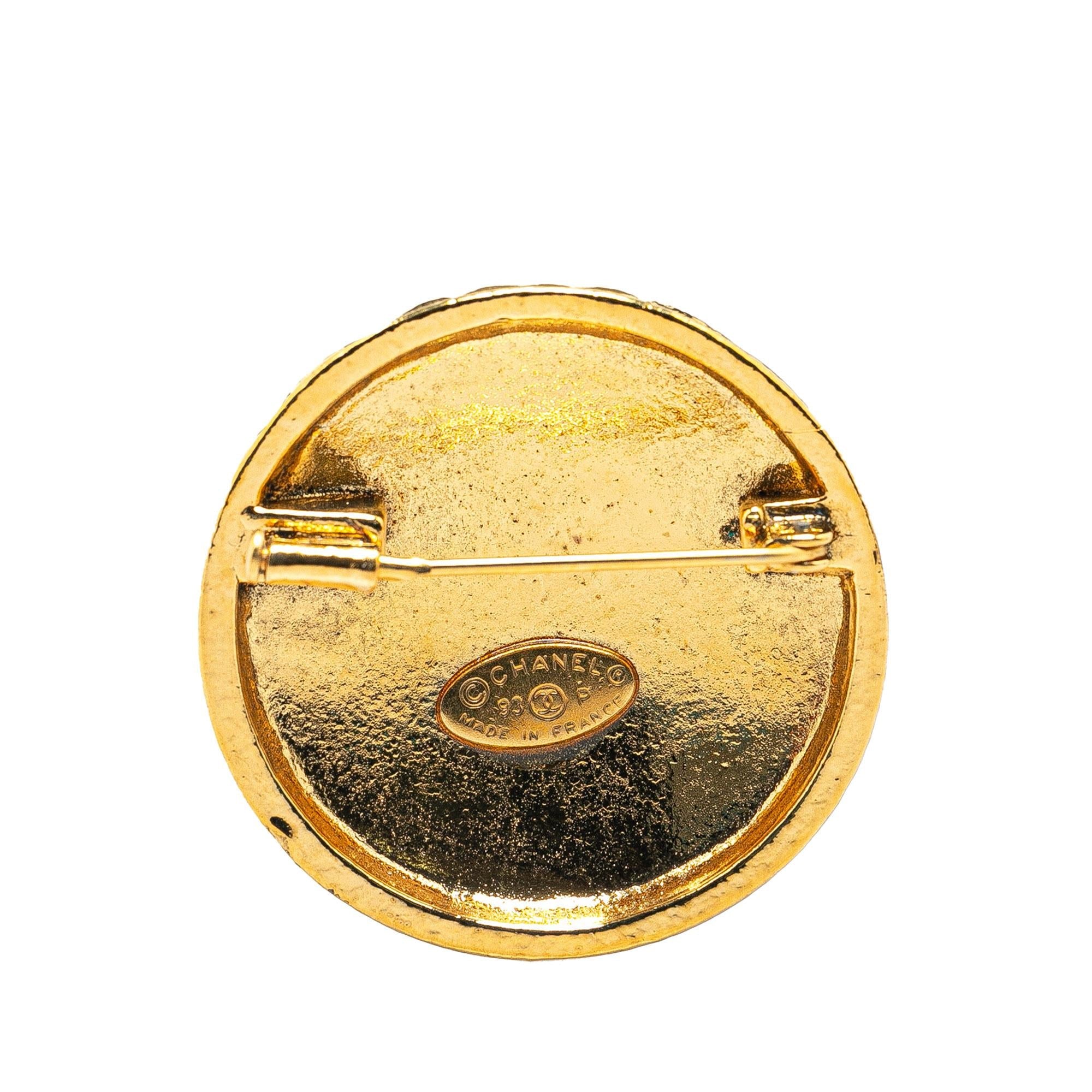 Chanel Gold Plated CC Quilted Brooch