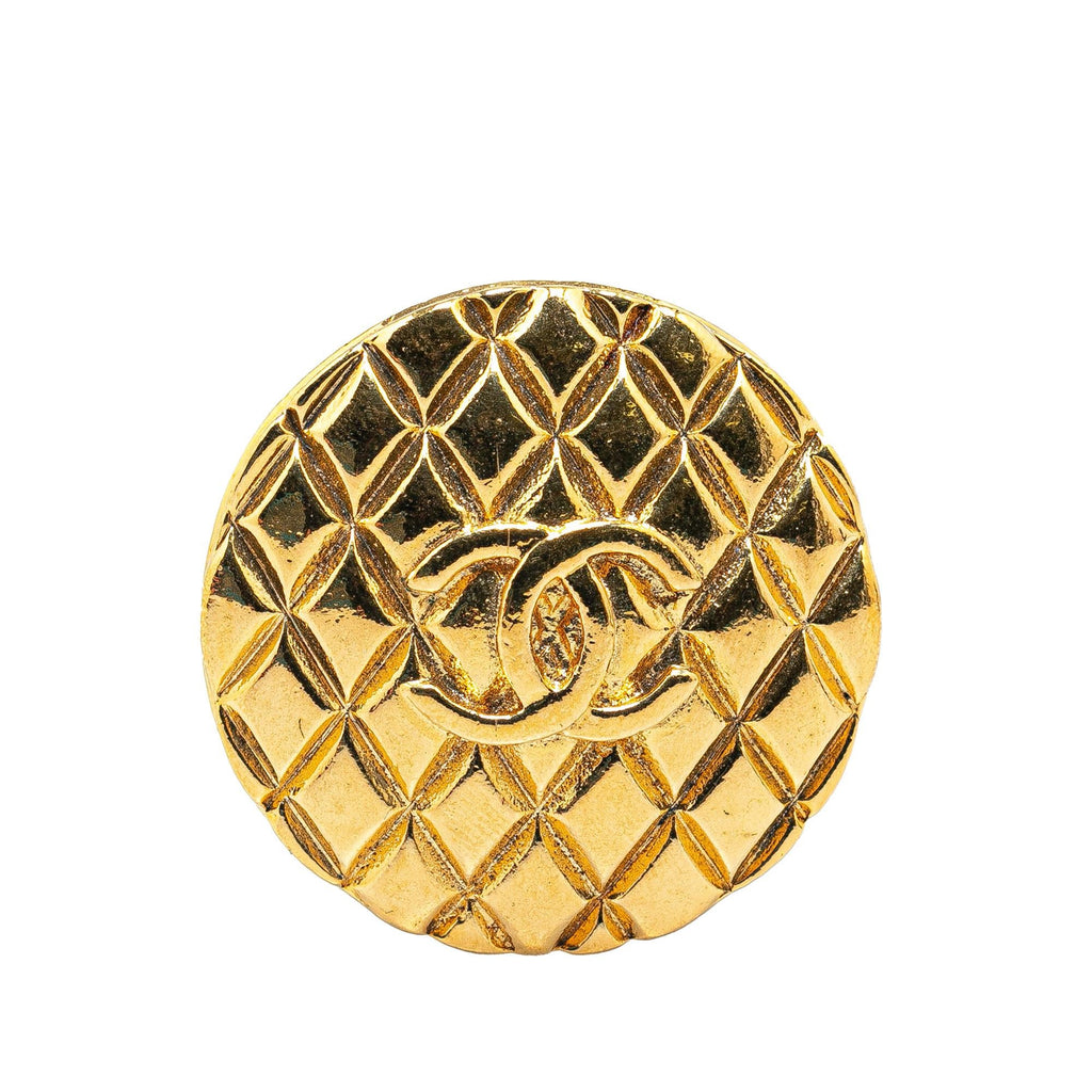 Chanel Gold Plated CC Quilted Brooch