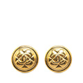 Chanel Gold Plated CC Quilted Clip On Earrings