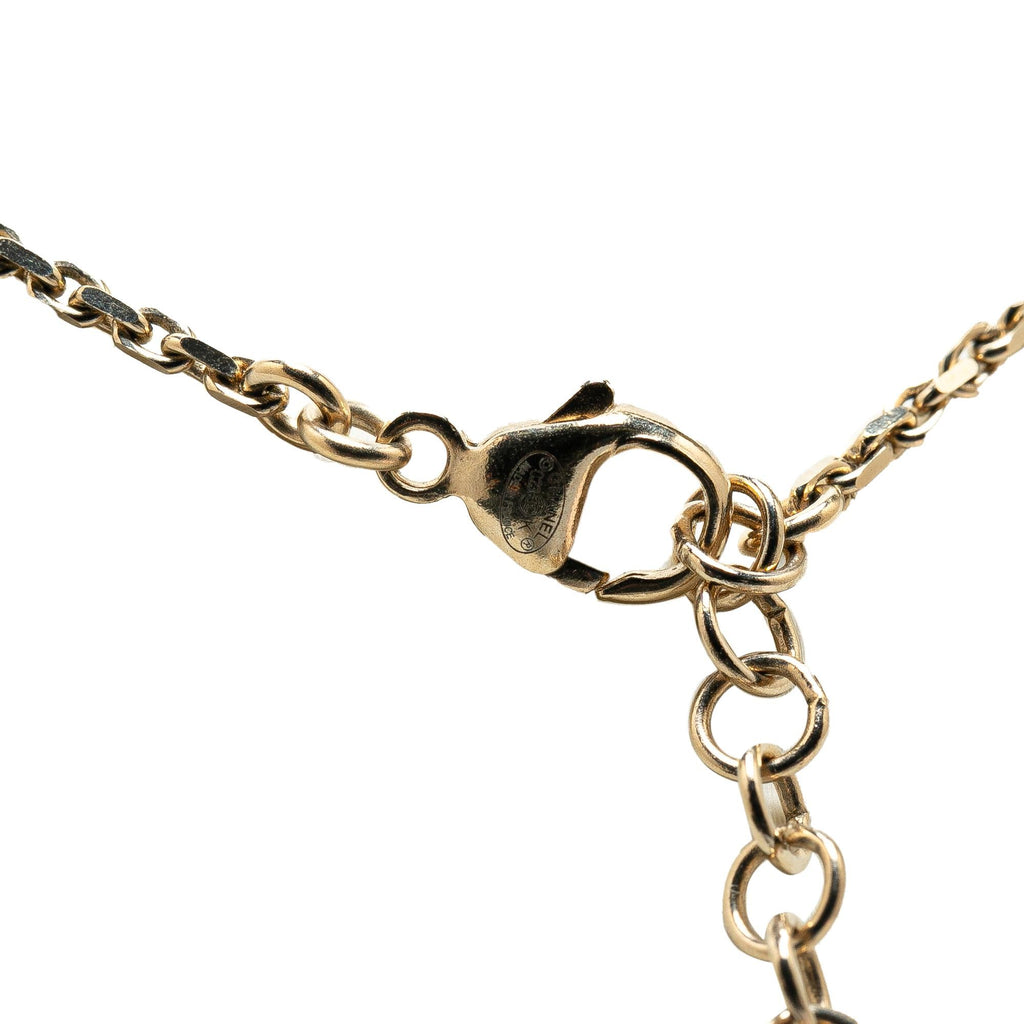 Chanel Gold Plated CC Rhinestones Star and Ball Pendant Necklace (SHG-RS0IWK)