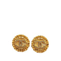 Chanel Gold Plated CC Round Clip On Earrings