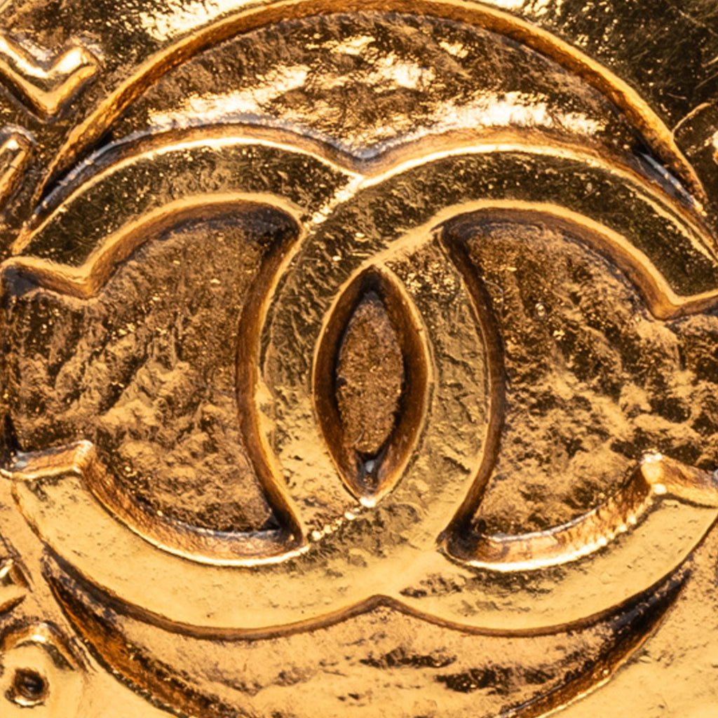 Chanel Gold Plated CC Round Clip On Earrings