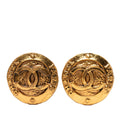 Chanel Gold Plated CC Round Clip On Earrings