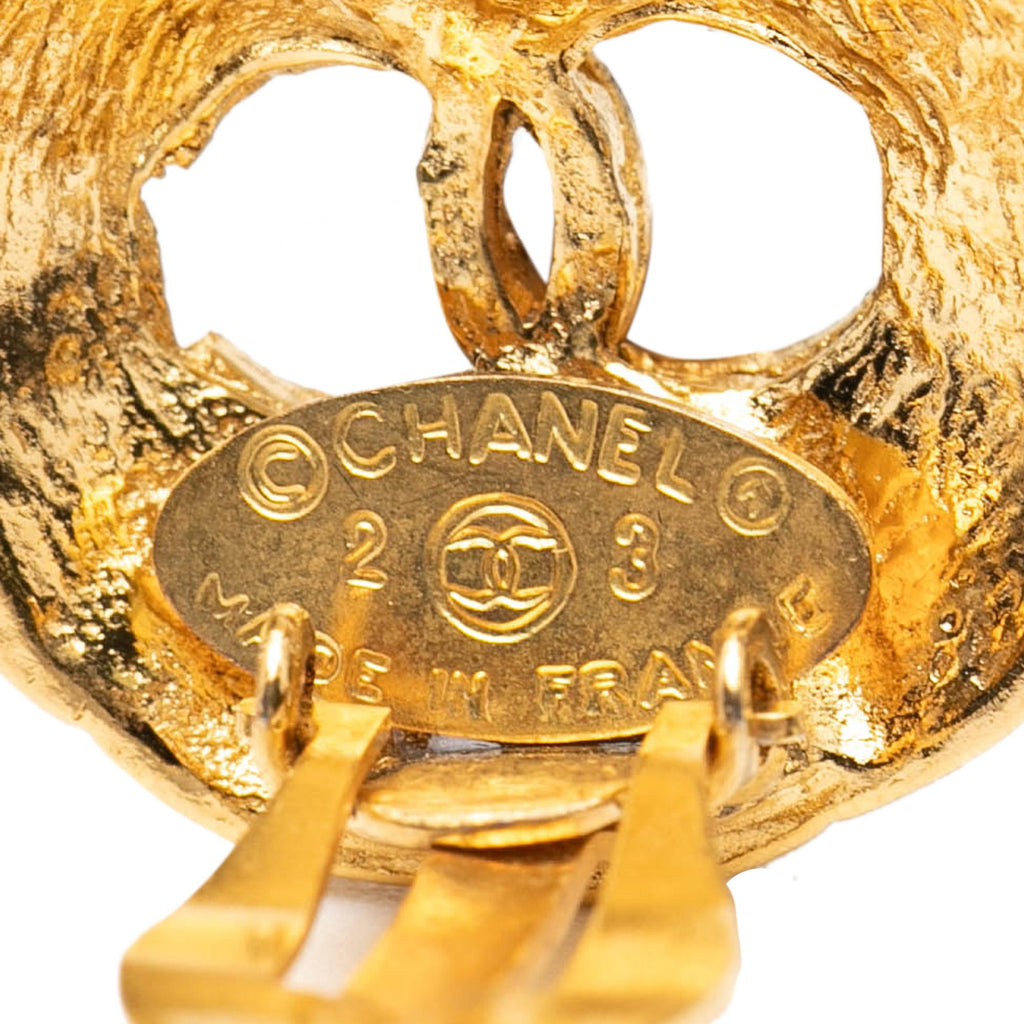 Chanel Gold Plated CC Round Clip On Earrings