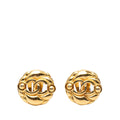 Chanel Gold Plated CC Round Clip On Earrings