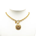 Chanel Gold Plated CC Round Pendant Necklace