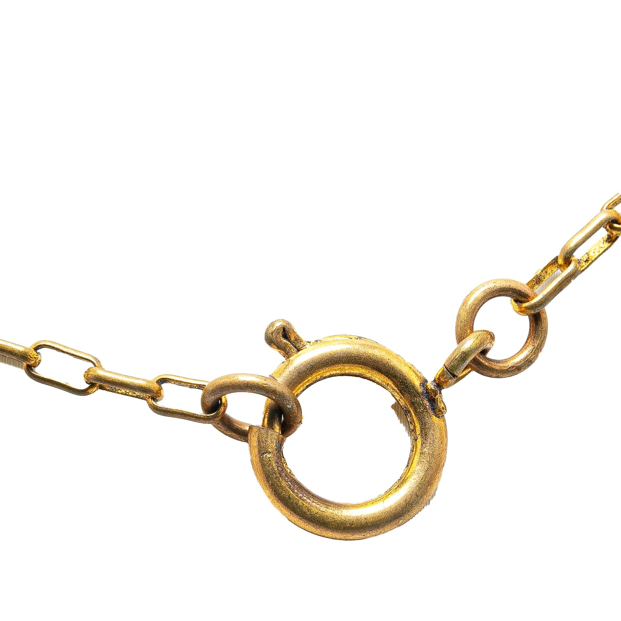 Chanel Gold Plated CC Round Pendant Necklace