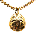 Chanel Gold Plated CC Round Pendant Necklace