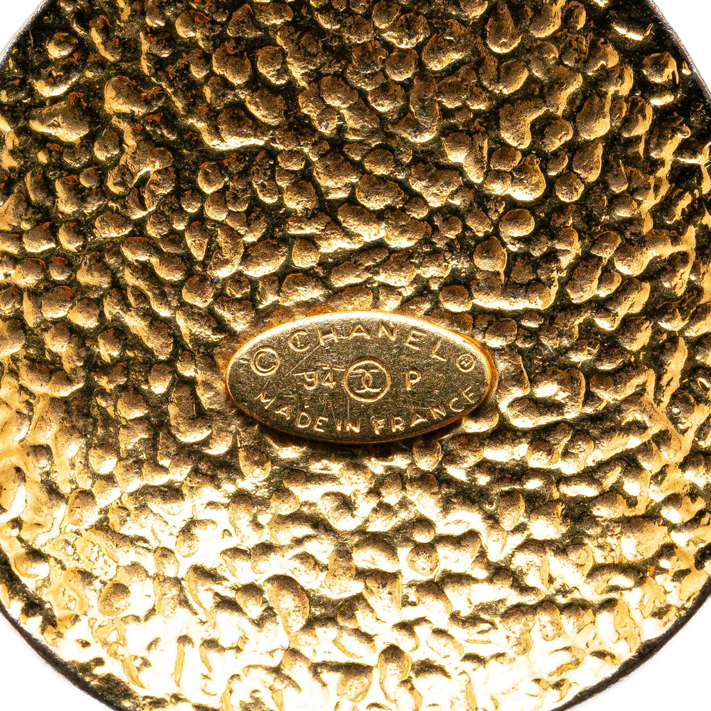 Chanel Gold Plated CC Round Pendant Necklace