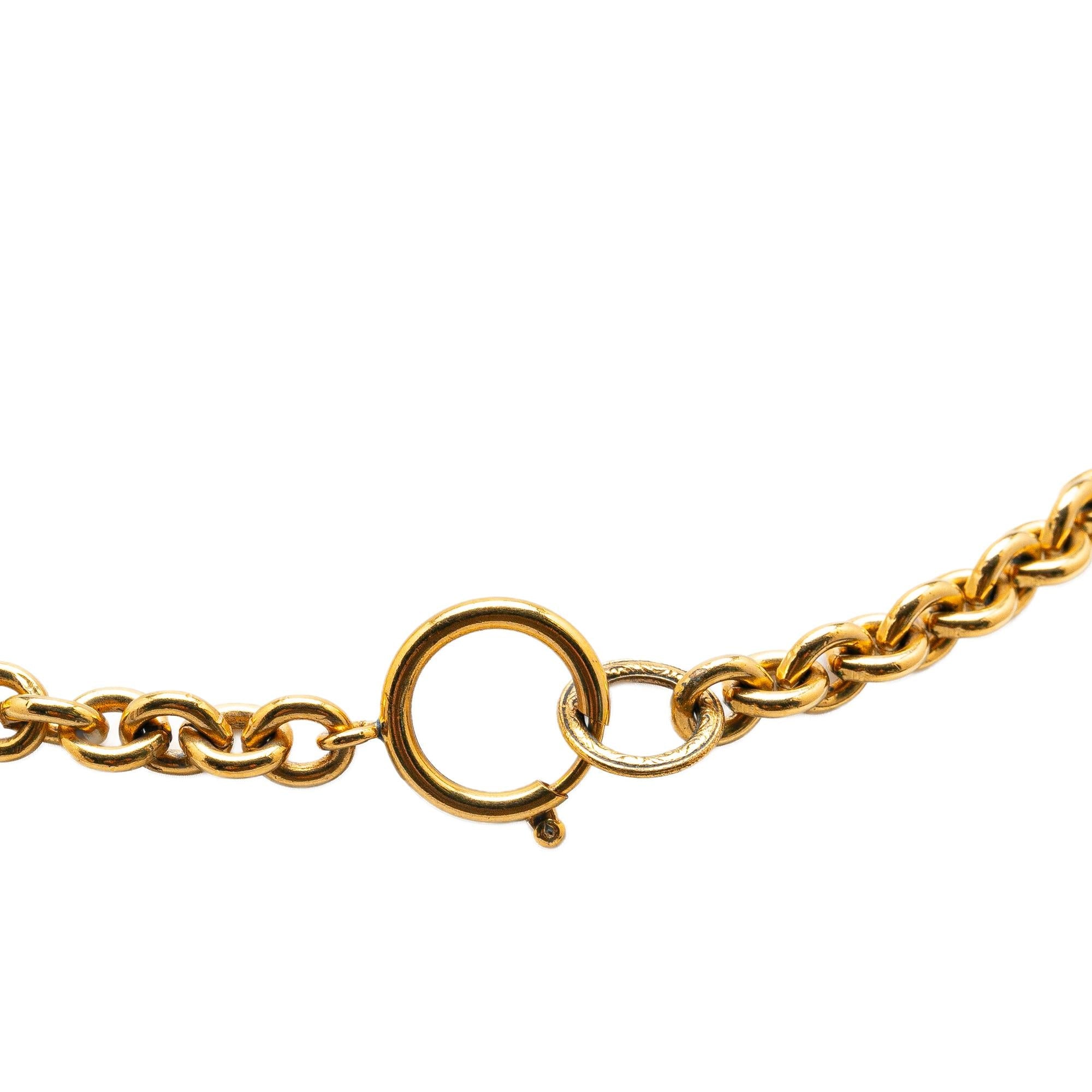 Chanel Gold Plated CC Round Pendant Necklace