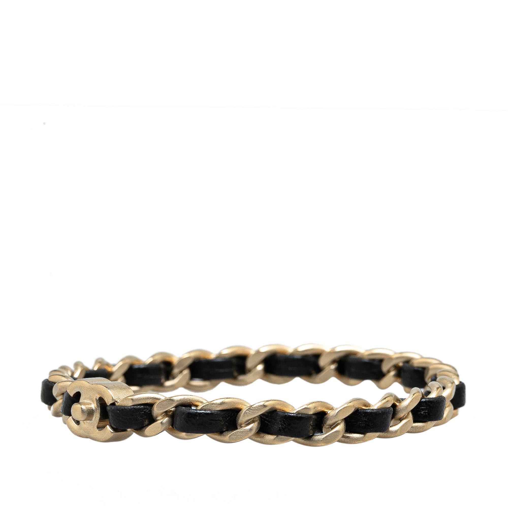 Chanel Gold Plated CC Turnlock Bangle Bracelet