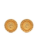 Chanel Gold Plated Coco Coin Motif Clip On Earrings