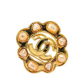 Chanel Gold Plated Faux Pearl CC Brooch