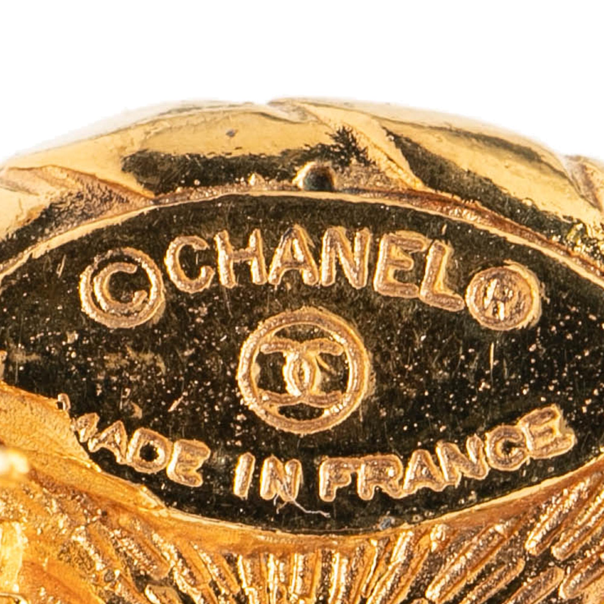 Chanel Gold Plated Faux Pearl Round Clip on Earrings