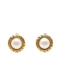 Chanel Gold Plated Faux Pearl Round Clip on Earrings
