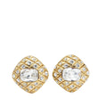 Chanel Gold Plated Quilted Diamond Crystal Clip On Earrings
