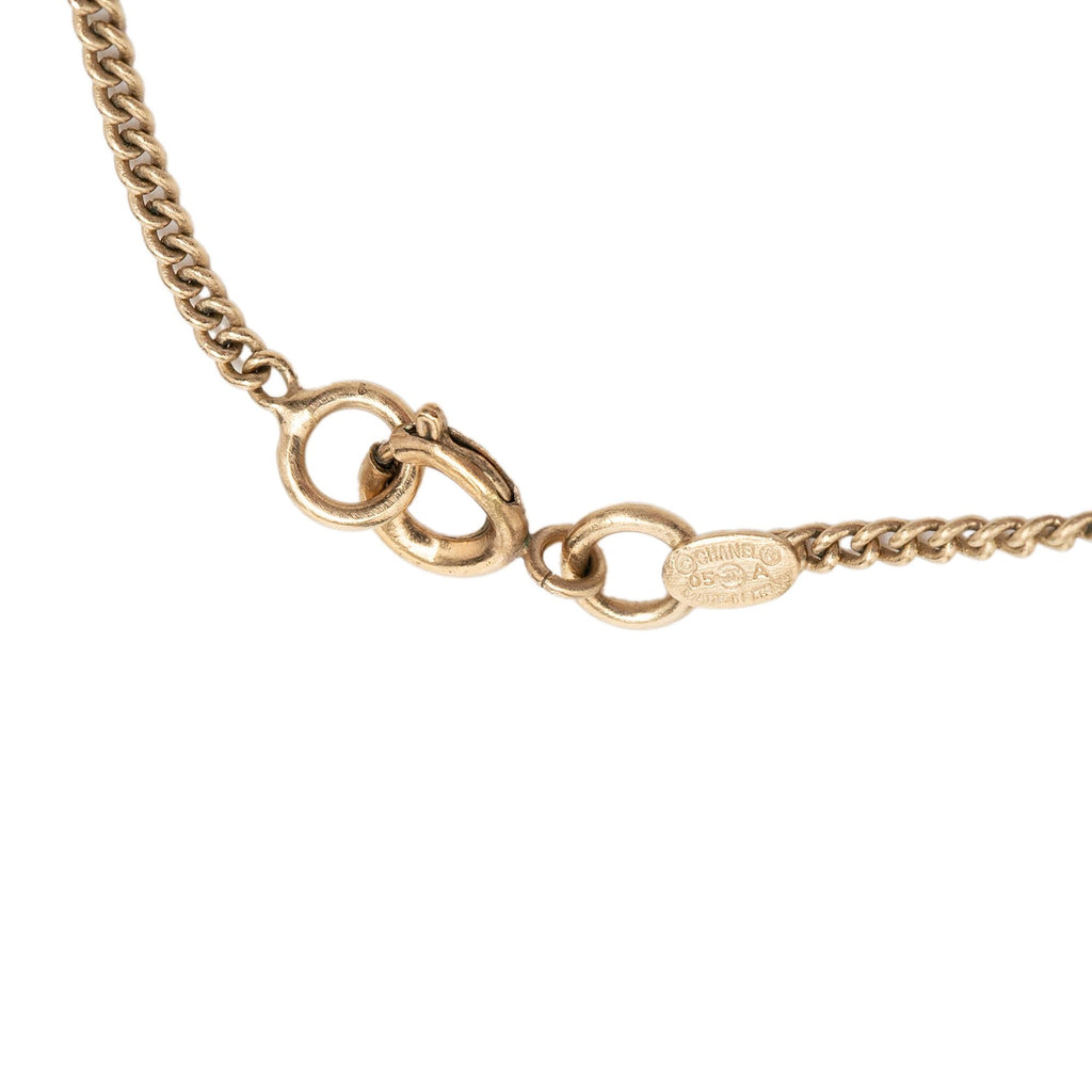 Chanel Gold Plated Rhinestone CC and Flap Bag Pendant Necklace