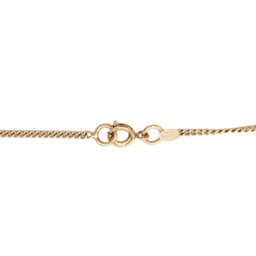 Chanel Gold Plated Rhinestone CC and Flap Bag Pendant Necklace