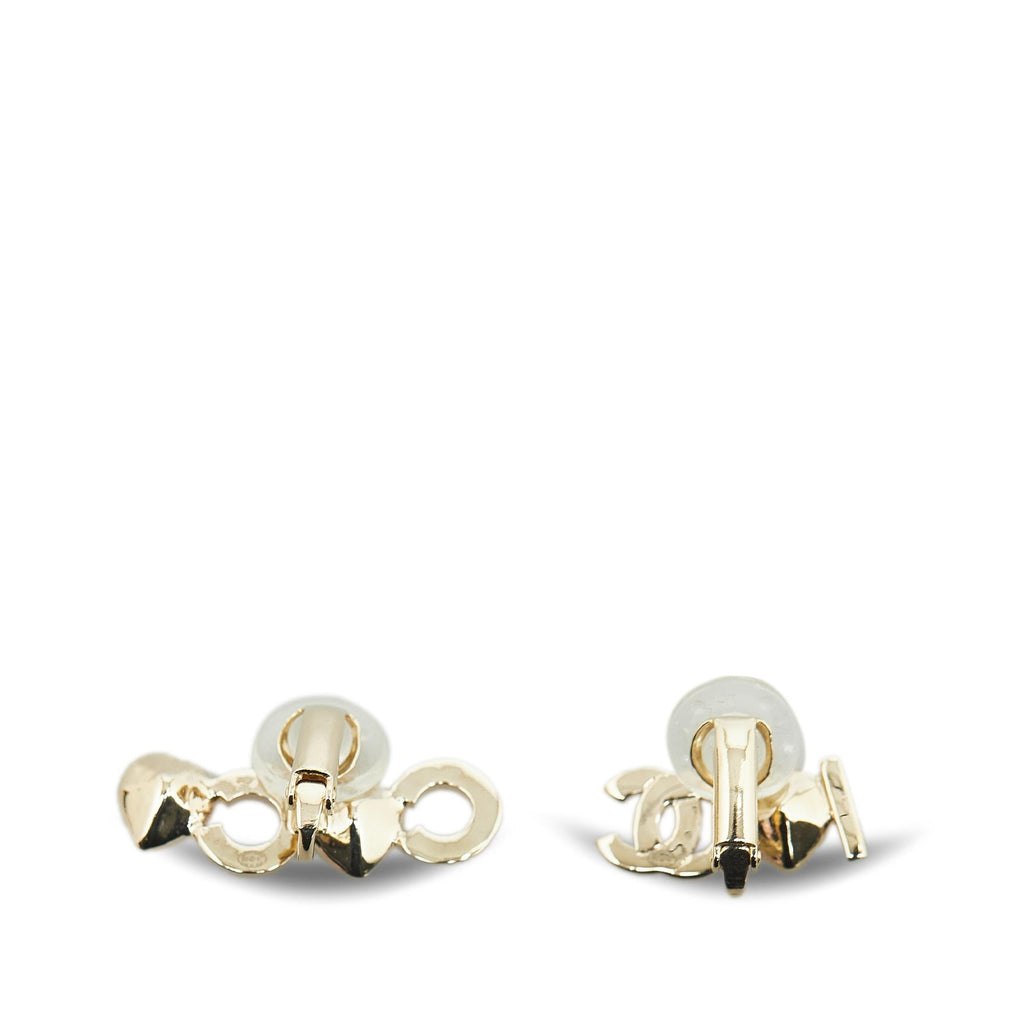 Chanel Gold Plated Rhinestone I Love Coco Clip On Earrings (SHG-mqh0j9)