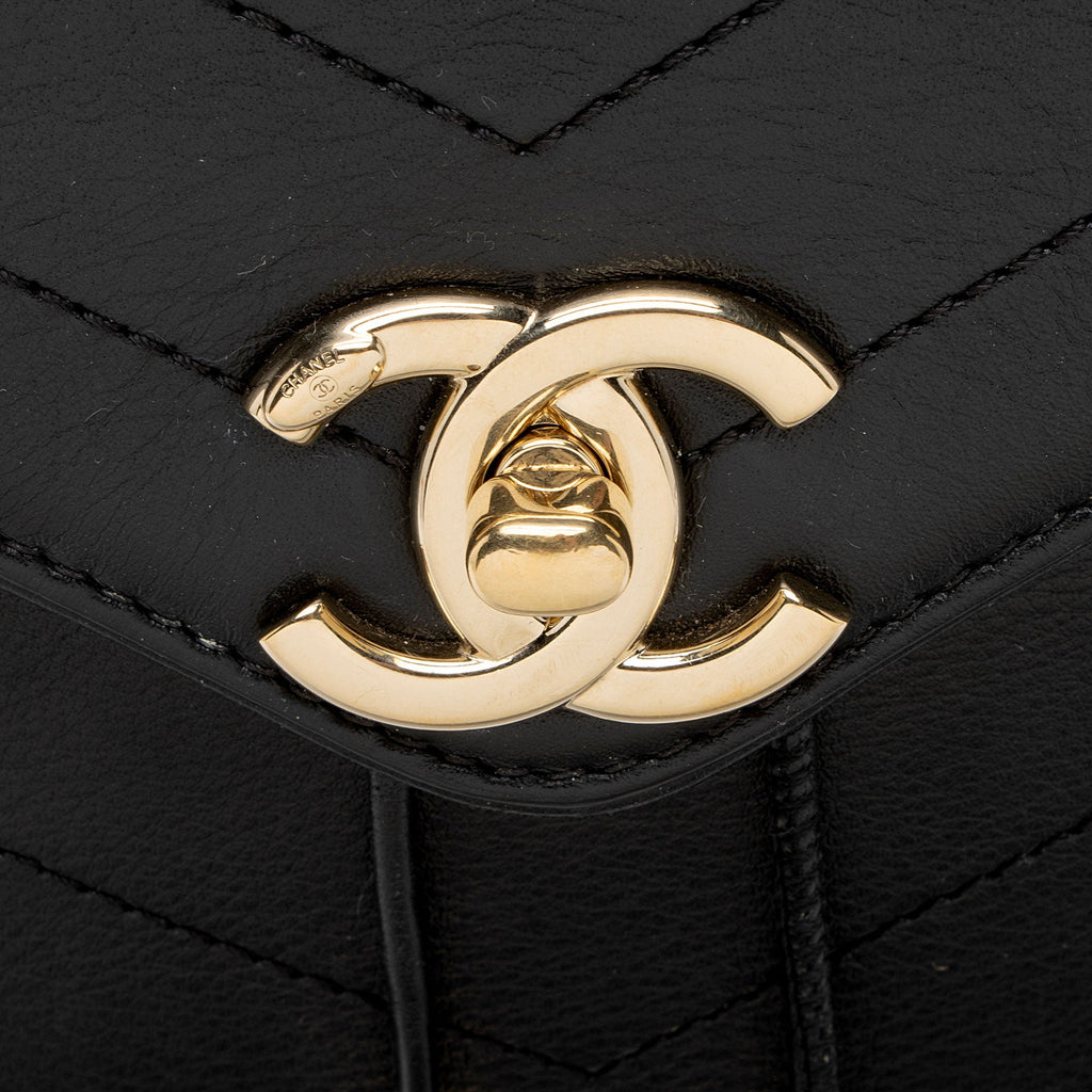 Chanel Chevron Grained Calfskin CC Backpack