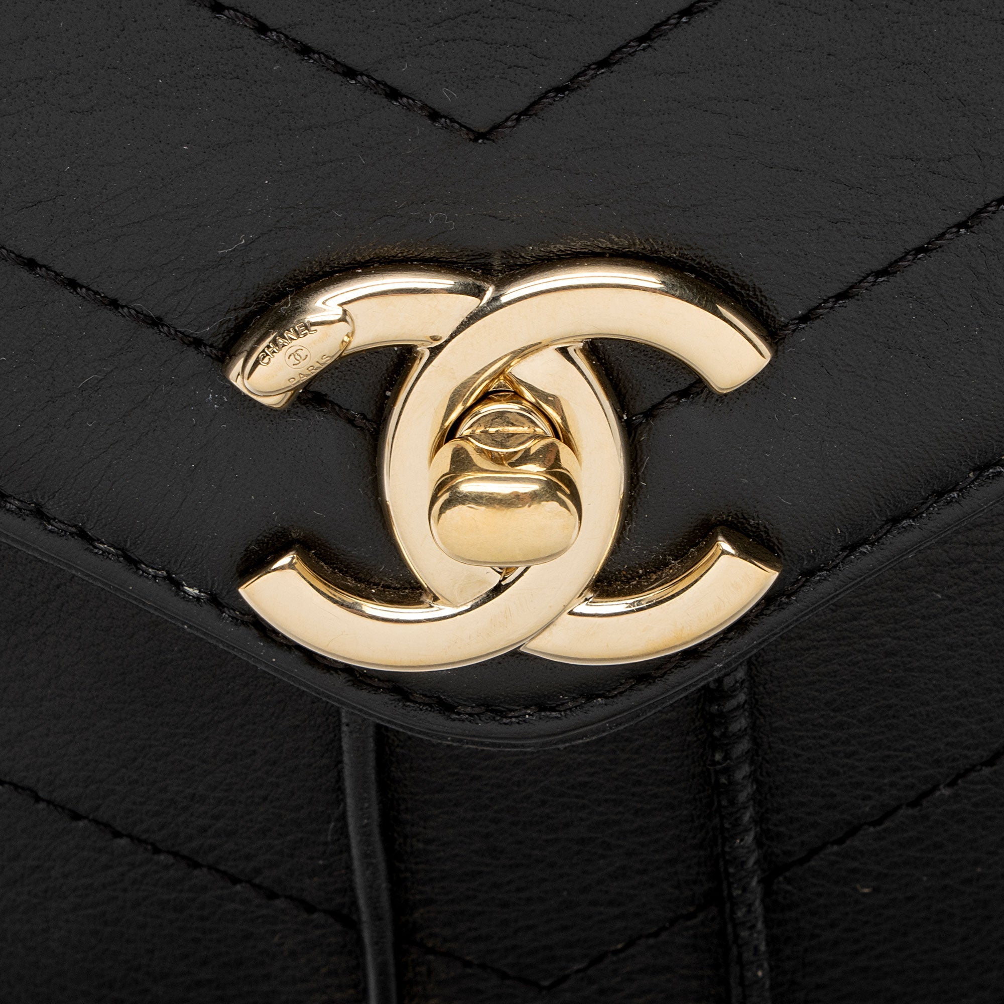 Chanel Chevron Grained Calfskin CC Backpack