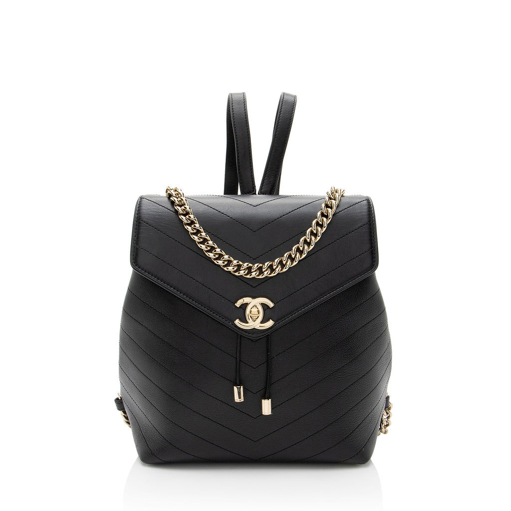 Chanel Chevron Grained Calfskin CC Backpack